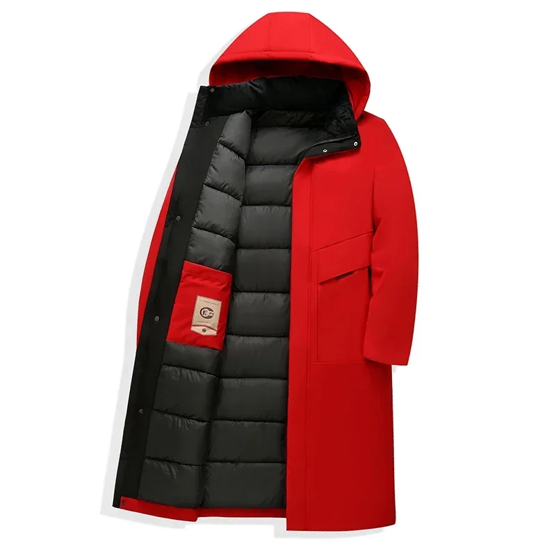 Men's Hooded Padded Long Coat for Warmth and Style for Daily Use