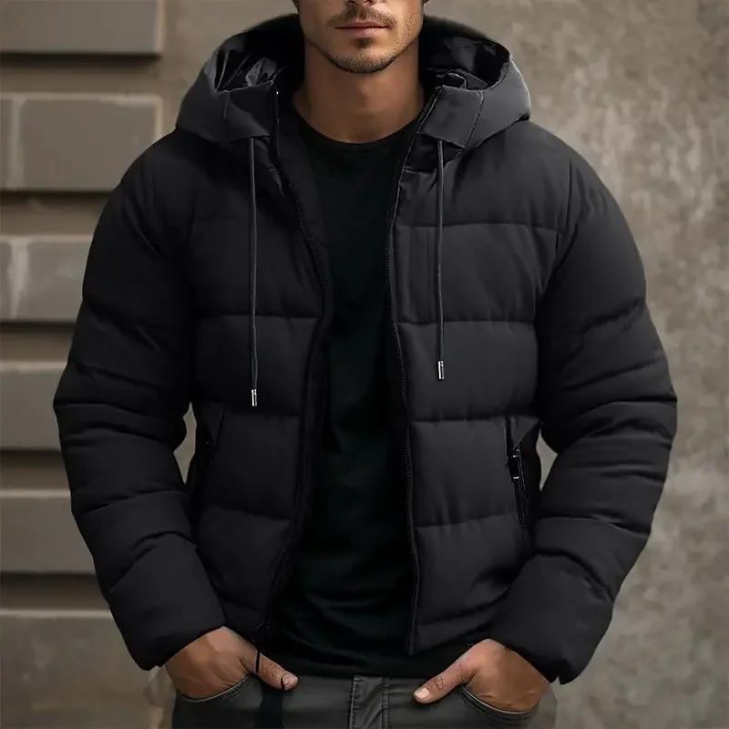 Men's Hooded Quilted Puffer Jacket for Fall and Winter Everyday Wear