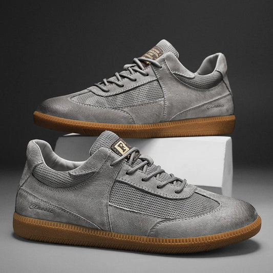 Men's Beige Lace-Up Casual Sneakers for Everyday Comfort Gray