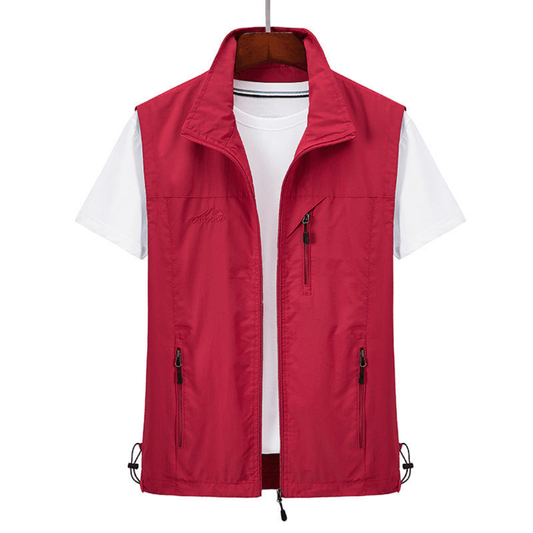 Men's Lightweight Full Zip Vest for Fall and Winter Everyday Wear Red