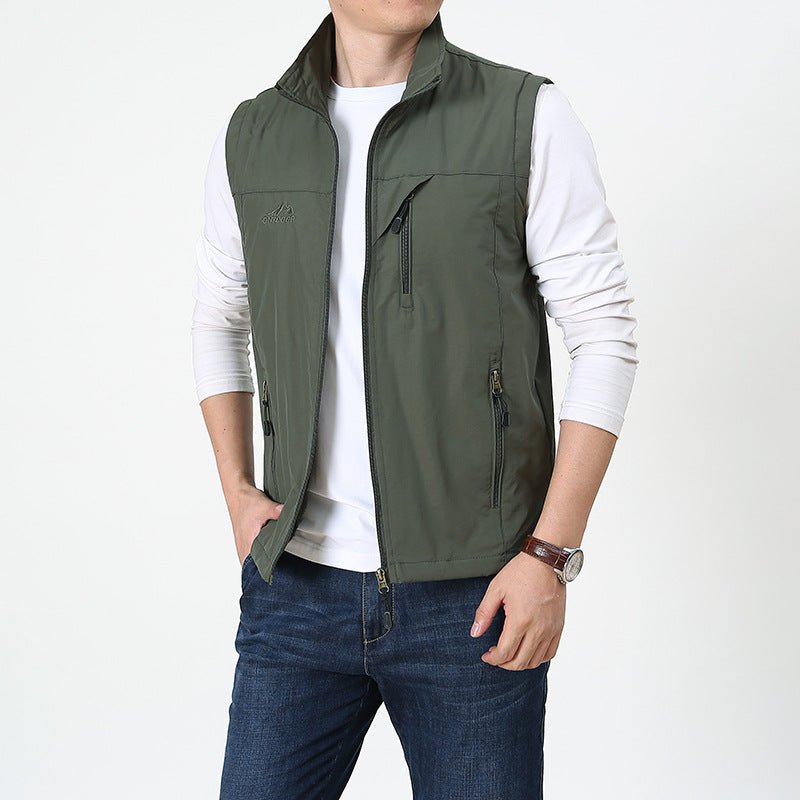 Men's Lightweight Full Zip Vest for Fall and Winter Everyday Wear Army Green
