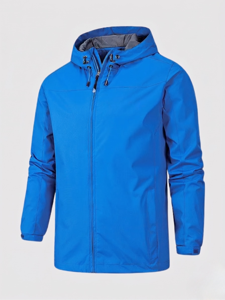 Men's Dark Blue Lightweight Hooded Jacket for Fall and Winter Blue