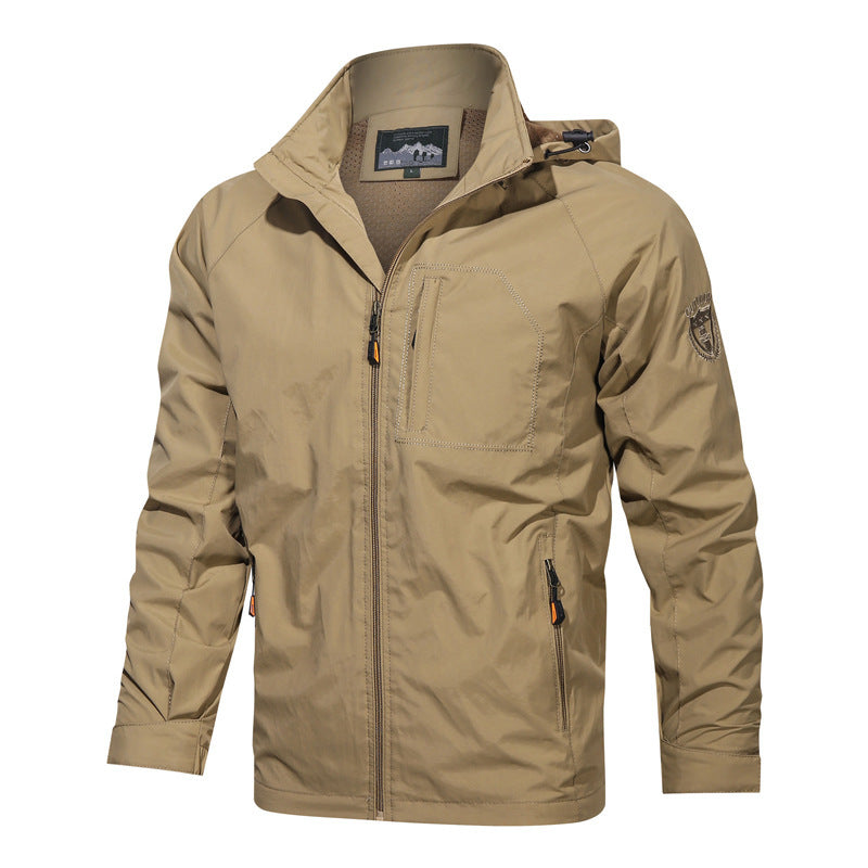 Men's Multi-Color Lightweight Hooded Jacket for Fall and Winter Khaki