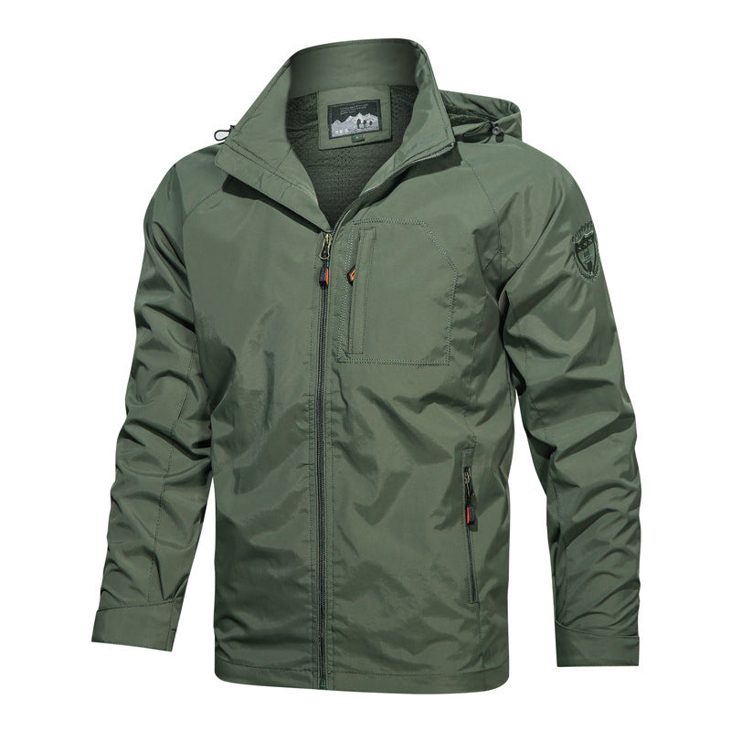 Men's Multi-Color Lightweight Hooded Jacket for Fall and Winter Army Green