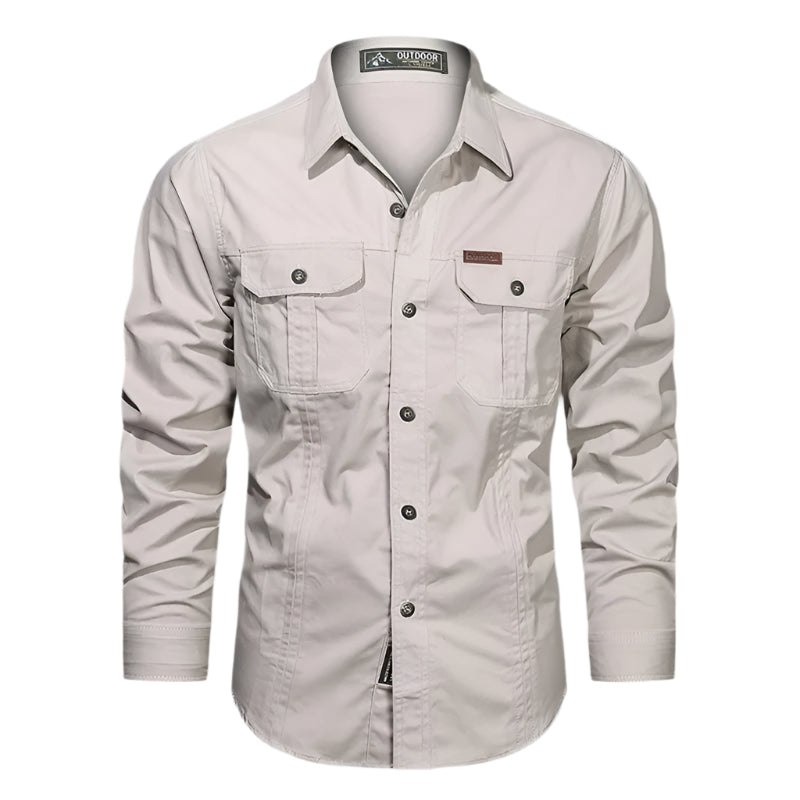 Men's Multi-Color Long Sleeve Button-Down Dress Shirt for Daily Use Beige