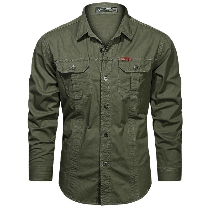 Men's Beige Long Sleeve Casual Button-Down Shirt for Everyday Wear Armégrøn