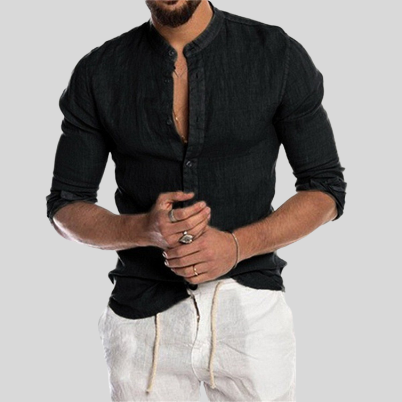 Men's Long Sleeve Casual Shirt for Fall and Winter Everyday Wear Black