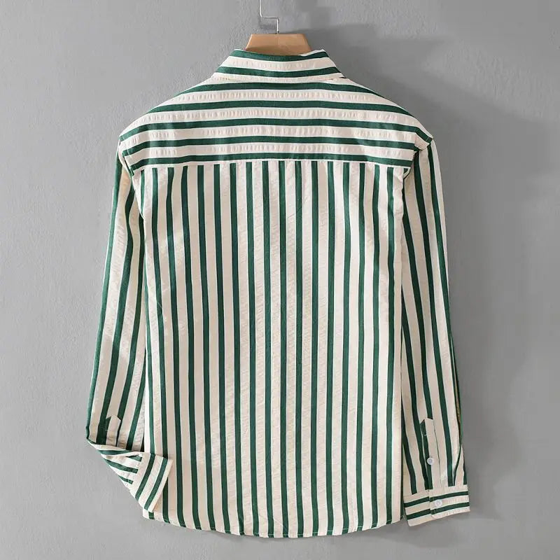 Men's Multi-Color Long Sleeve Striped Casual Shirt for Daily Use Warm