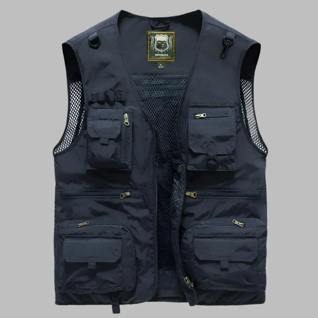 Men's Multi-Pocket Outdoor Adventure Vest - Functional & Durable Dark Blue