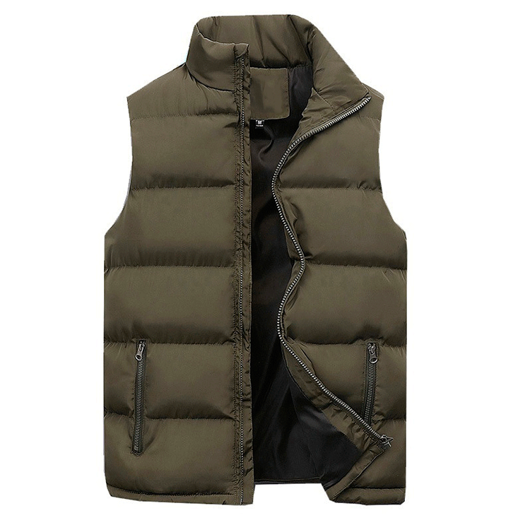 Men's Padded Quilted Puffer Vest for Fall and Winter Everyday Wear Army Green
