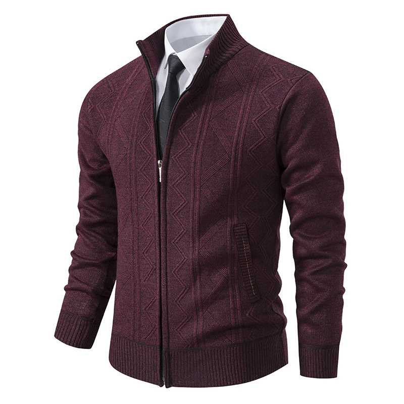 Men's Padded Zip-Up Jacket for Fall and Winter Everyday Wear Red