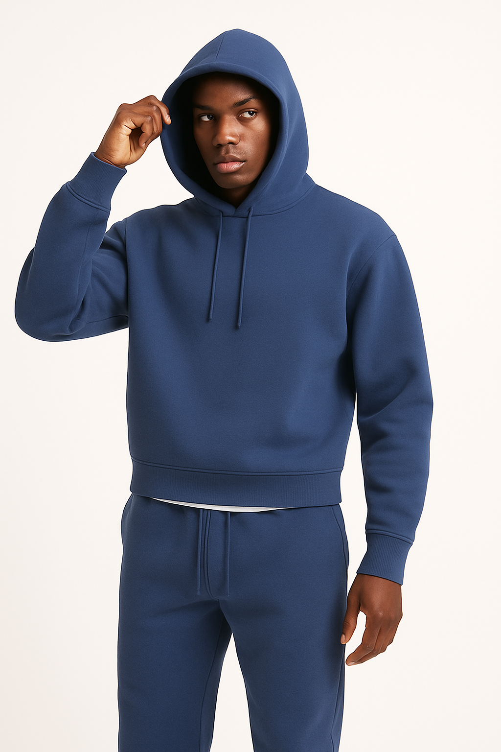 Men's Regular Fit Pullover Hoodie for Fall and Winter Everyday Wear Blue Suit