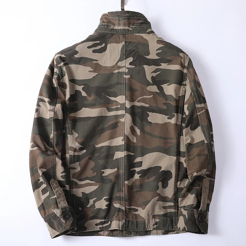 Men's Vintage Style Denim Cargo Jacket for Daily Use Warm