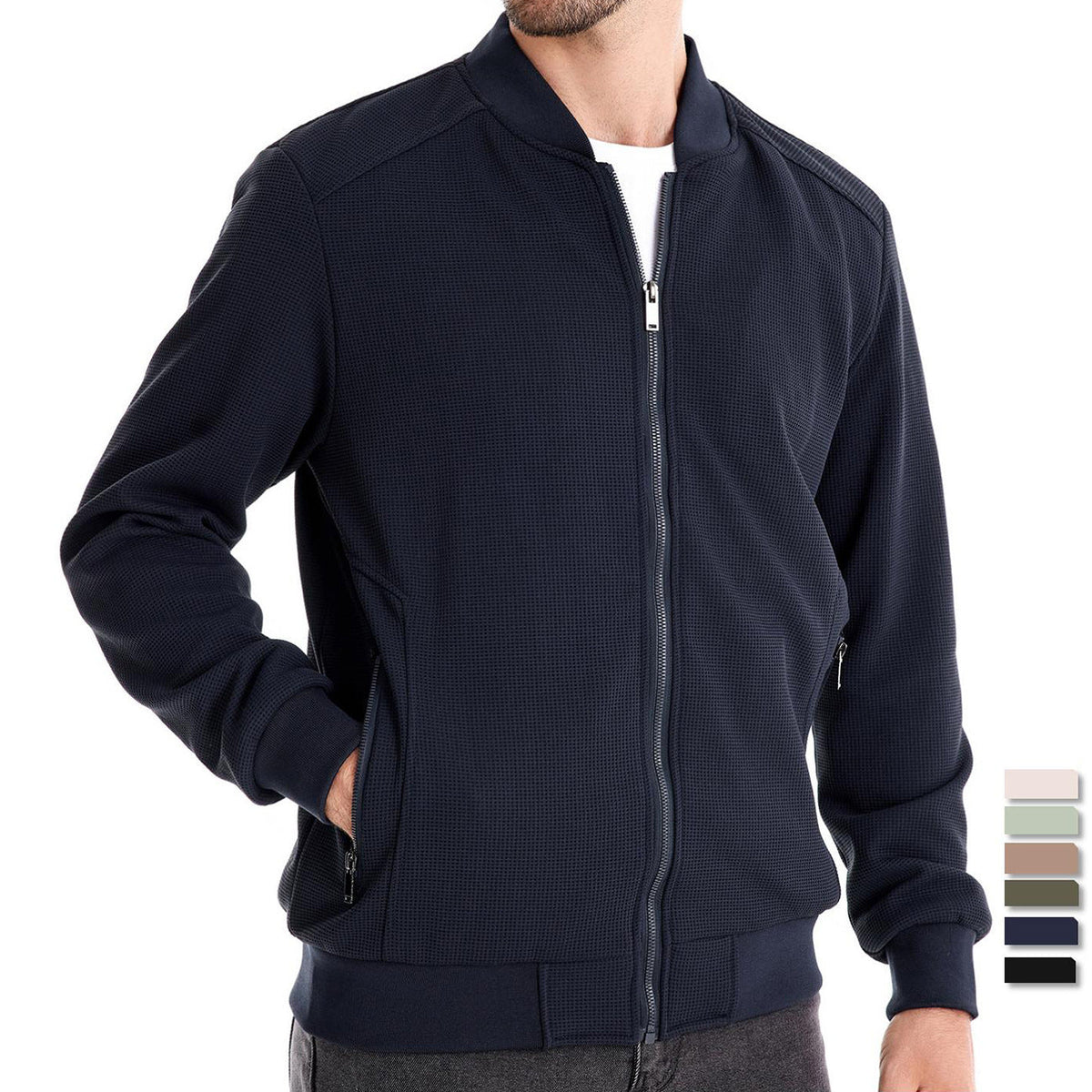 Men's Slim-Fit Bomber Jacket for Fall and Winter Everyday Wear