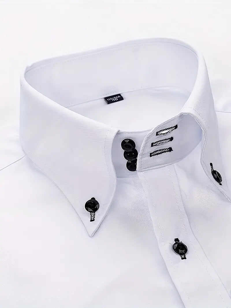 Men's Slim Fit Button-Down Dress Shirt for Daily Use Warm
