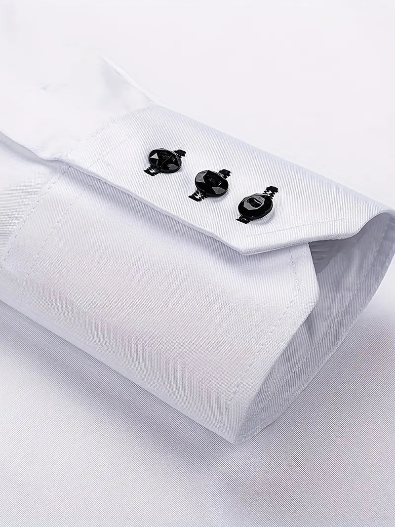 Men's Slim Fit Button-Down Dress Shirt for Daily Use Warm