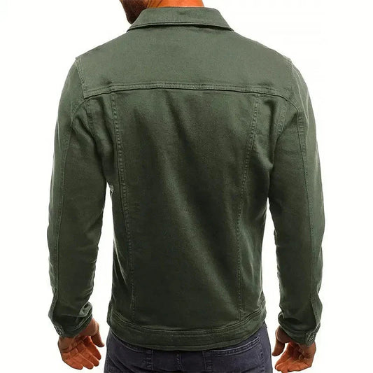 Men's Slim-Fit Denim Jacket with Button Closure with Button-down