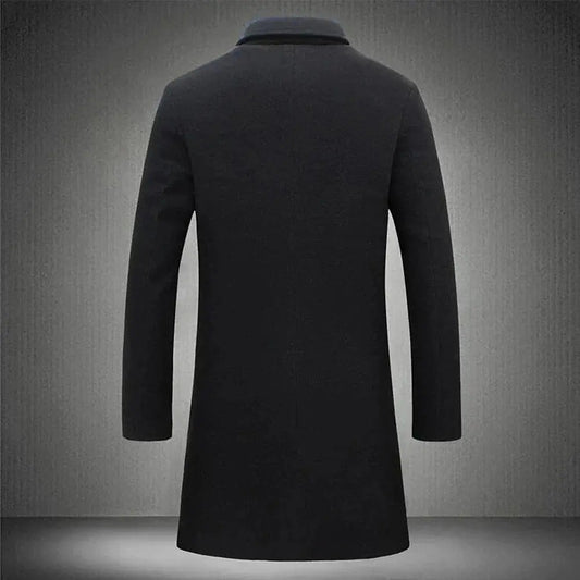 Men's Slim-Fit Long Overcoat for Fall and Winter Everyday Wear