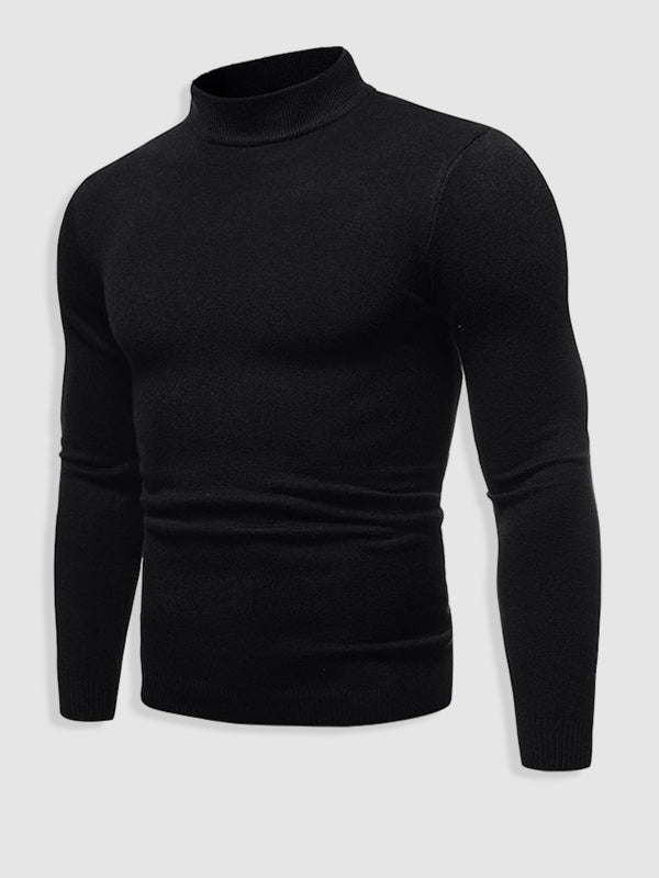 Men's Slim Fit Turtleneck Sweater for Fall and Winter Everyday Wear Black