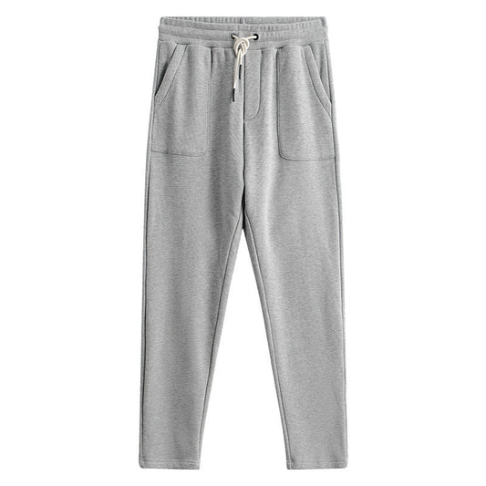 Men's Straight Leg Drawstring Sweatpants for Daily Use Warm Light Grey