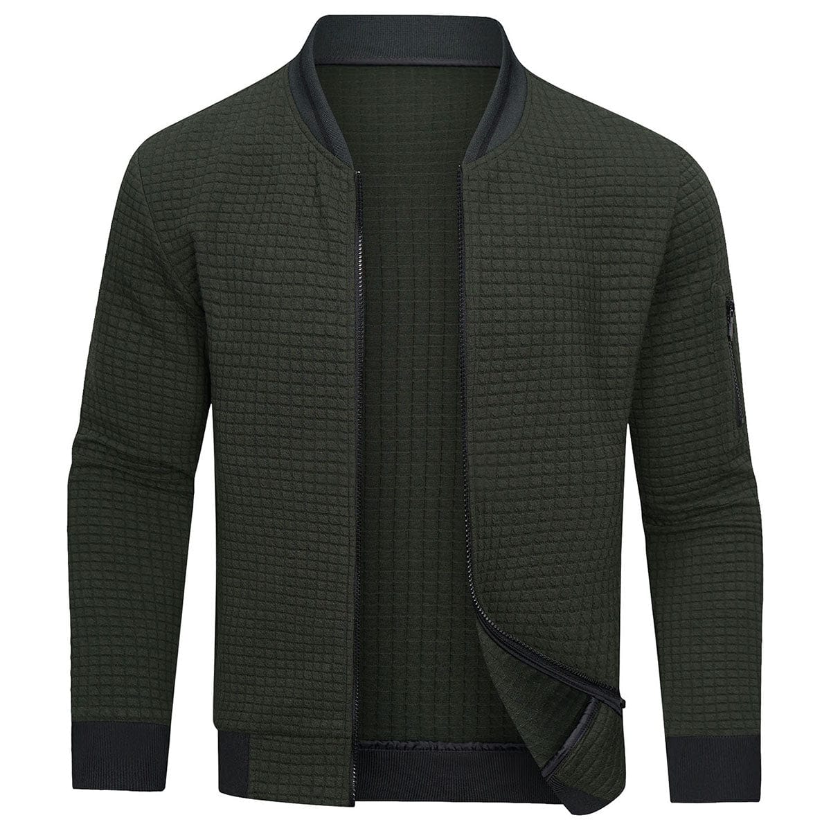 Men's Olive Green Stylish Bomber Jacket for Fall and Winter Olive Green