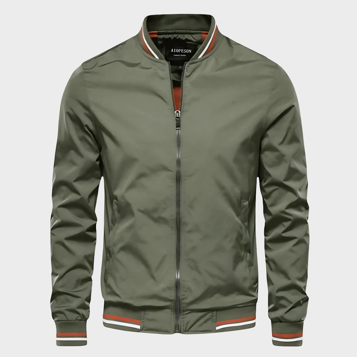 Men's Multi-Color Ribbed Stylish Bomber Jacket for Fall and Winter Green