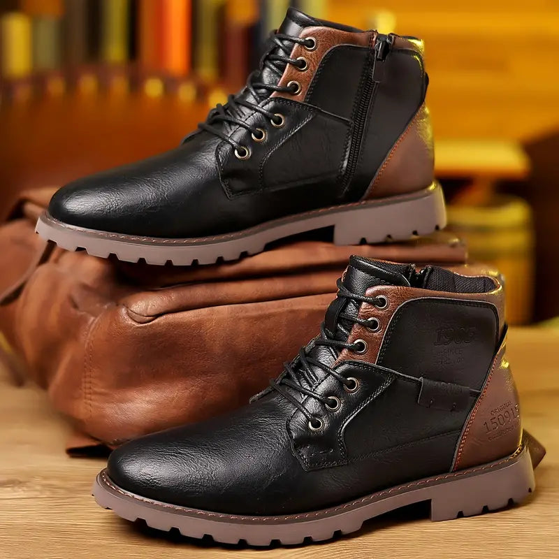 Men's Trendy Boots with Easy Zipper Closure for Daily Use Black