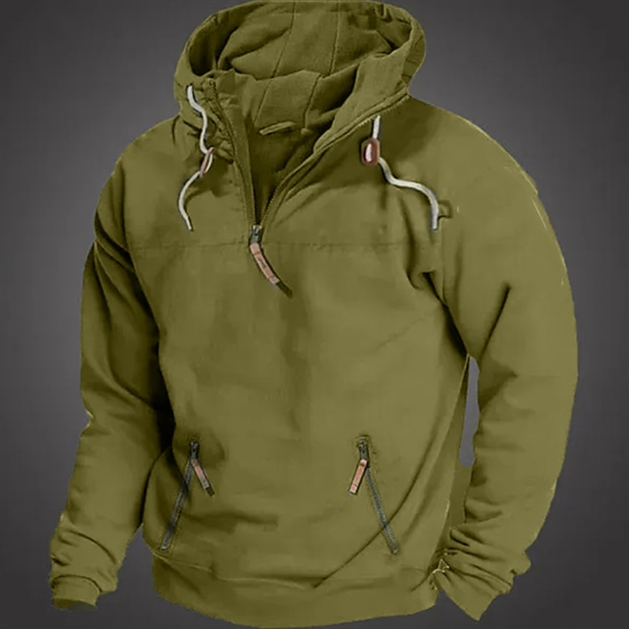 Men's Stylish Pullover Hoodie for Fall and Winter Everyday Wear Green