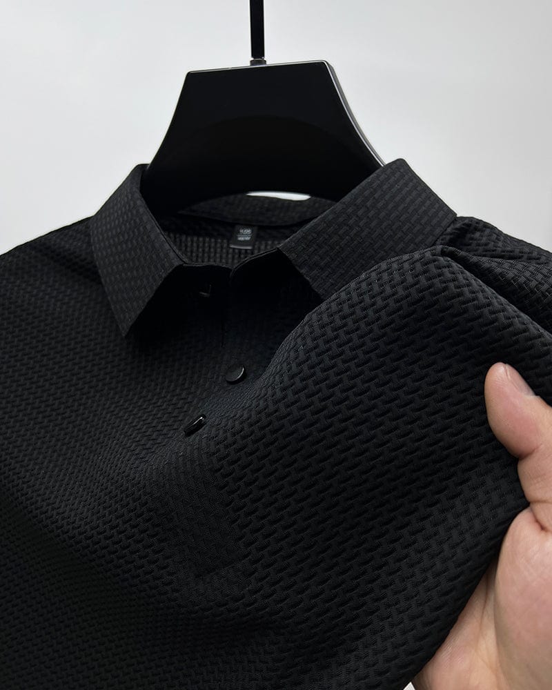 Men's Textured Classic Fit Polo Shirt for Daily Use Warm