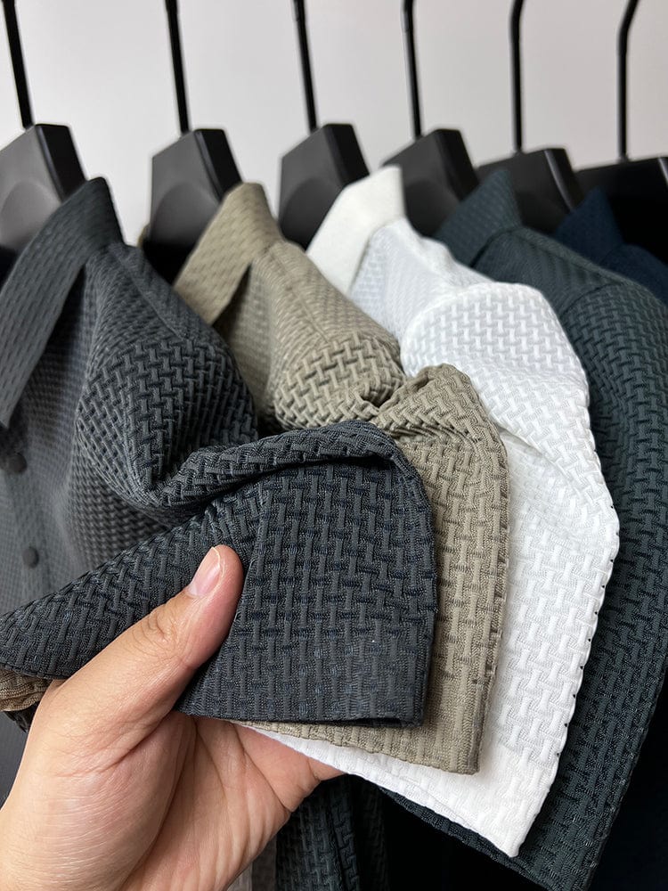 Men's Textured Classic Fit Polo Shirt for Daily Use Warm