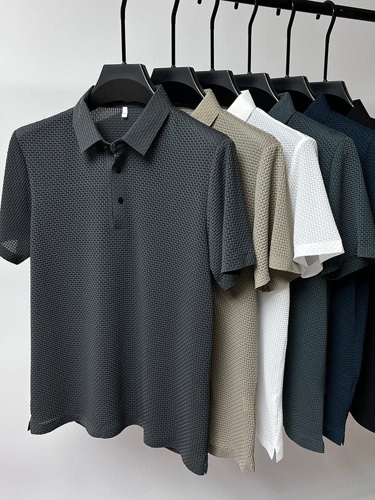 Men's Textured Classic Fit Polo Shirt for Daily Use Warm