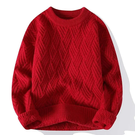 Men's Textured Long Sleeve Sweater for Fall and Winter Everyday Wear