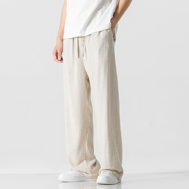 Men's Off-White Wide Leg Drawstring Trousers for Fall and Winter Off-white