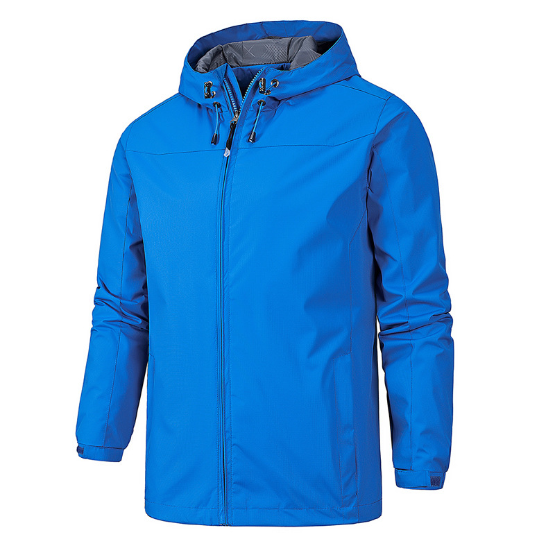 Men's Zip-Up Hooded Jacket for Fall and Winter Everyday Wear Blue