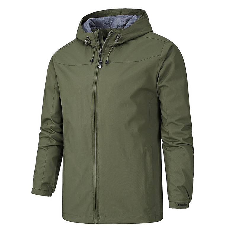 Men's Zip-Up Hooded Jacket for Fall and Winter Everyday Wear Green