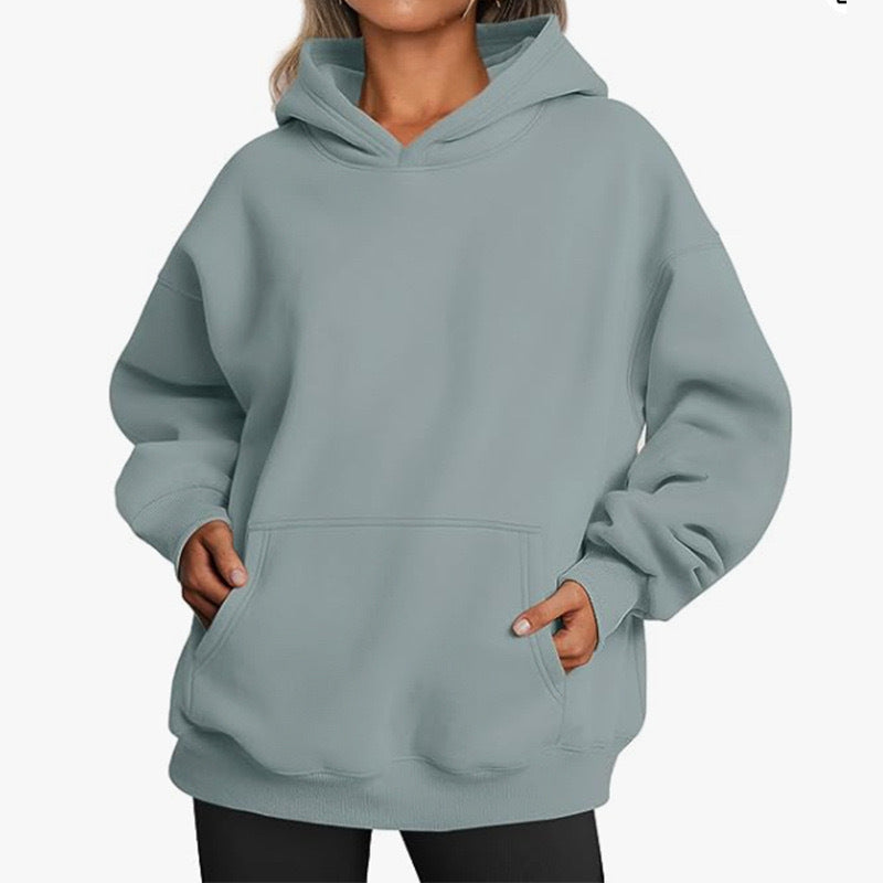 Women's Cozy Oversized Hoodie with Kangaroo Pocket for Daily Use Slate Blue