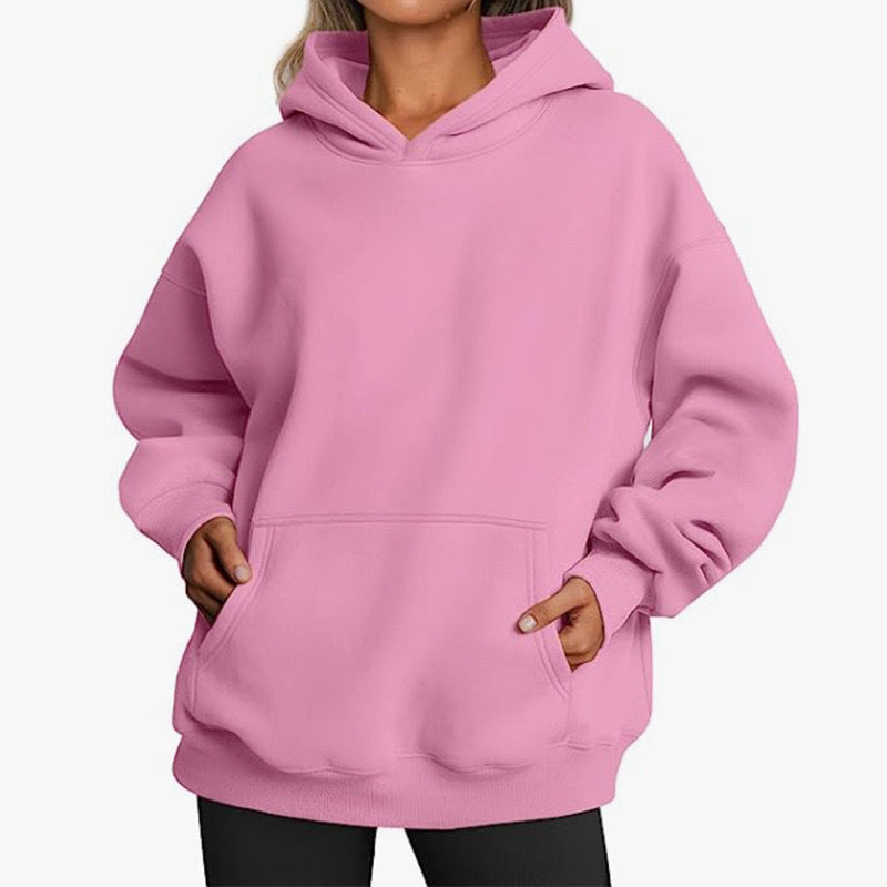 Women's Cozy Oversized Hoodie with Kangaroo Pocket for Daily Use Pink