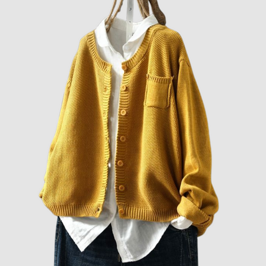 Women's Knit Cardigan with Pocket and Classic Button Closure