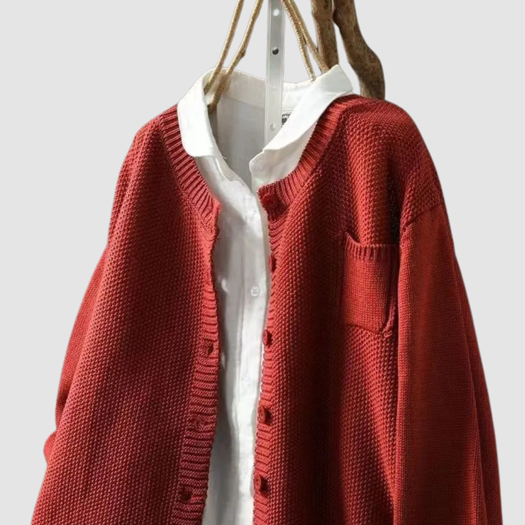 Women's Knit Cardigan with Pocket and Classic Button Closure