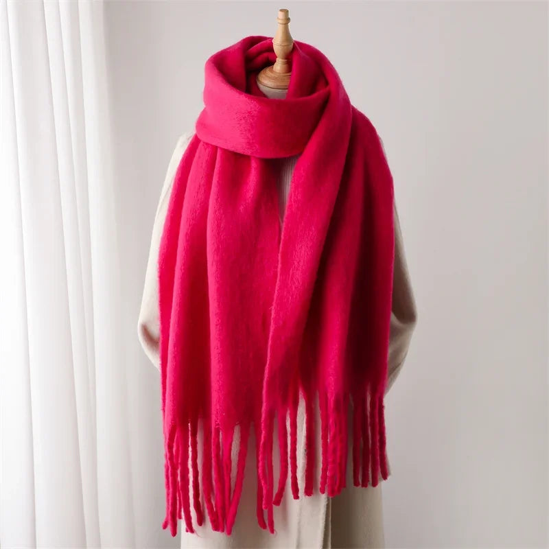Women's Cashmere Winter Scarf - Soft Thick Pashmina Wrap with Tassels WT77-22