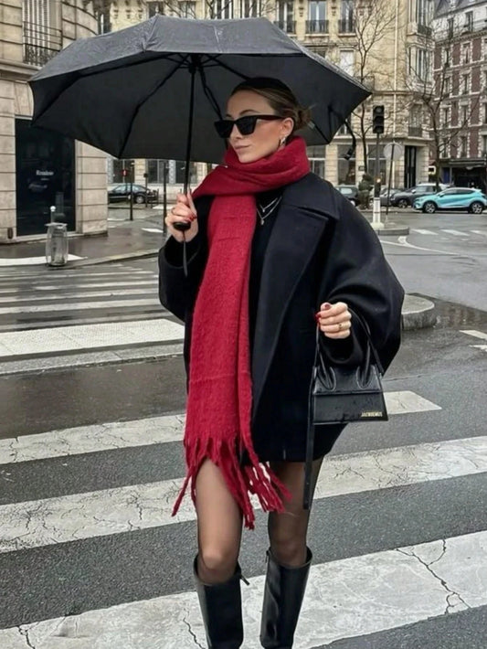 Women's Thick Cashmere Winter Scarf with Tassels - Soft & Warm Shawl