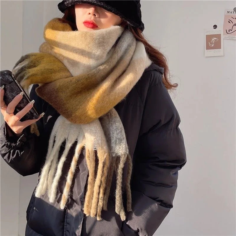 Women's Thick Warm Cashmere Scarf Shawl Wraps Pashmina Neckerchief 22052602316-17 38x230cm