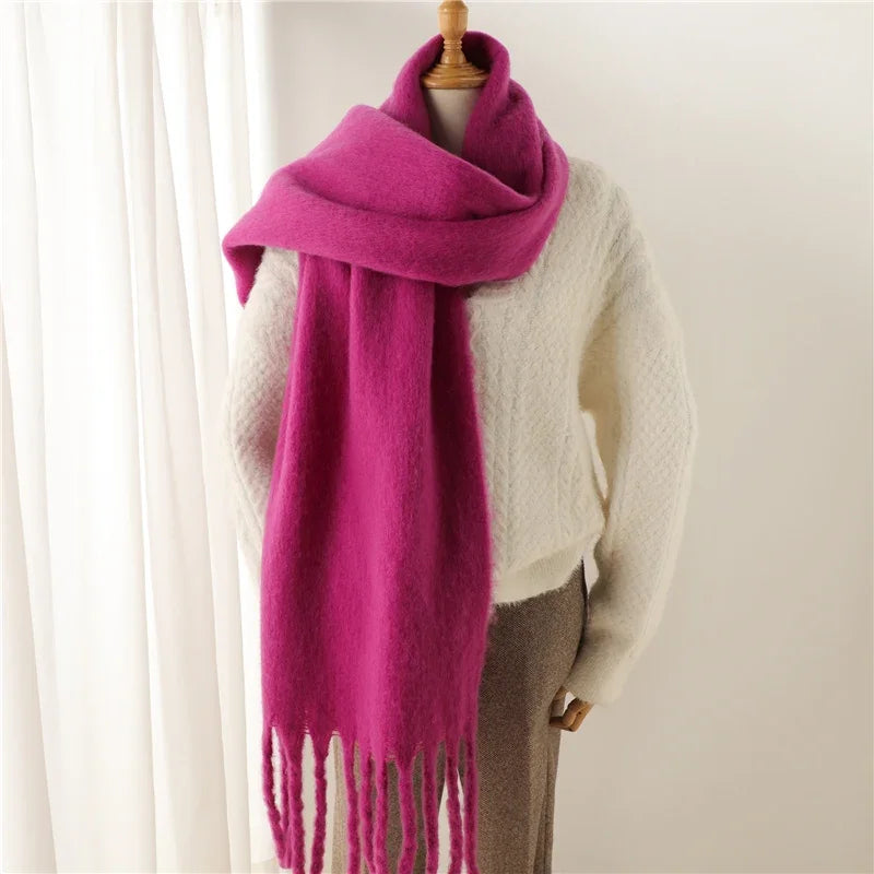 Women's Cashmere Winter Scarf - Soft Thick Pashmina Wrap with Tassels WT77-6