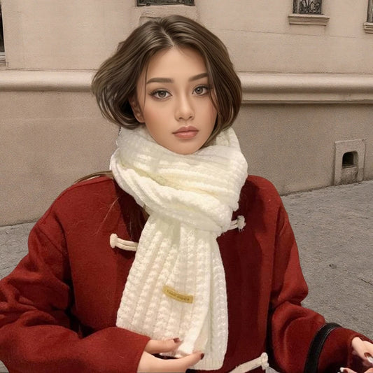 Women's Thick Warm Knitted Scarf - Soft Cashmere Winter Accessory