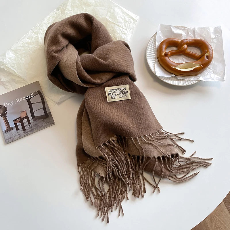 Women's Warm Cashmere Scarf - Korean Style Double-Sided Wrap DFP022-28 68x200cm