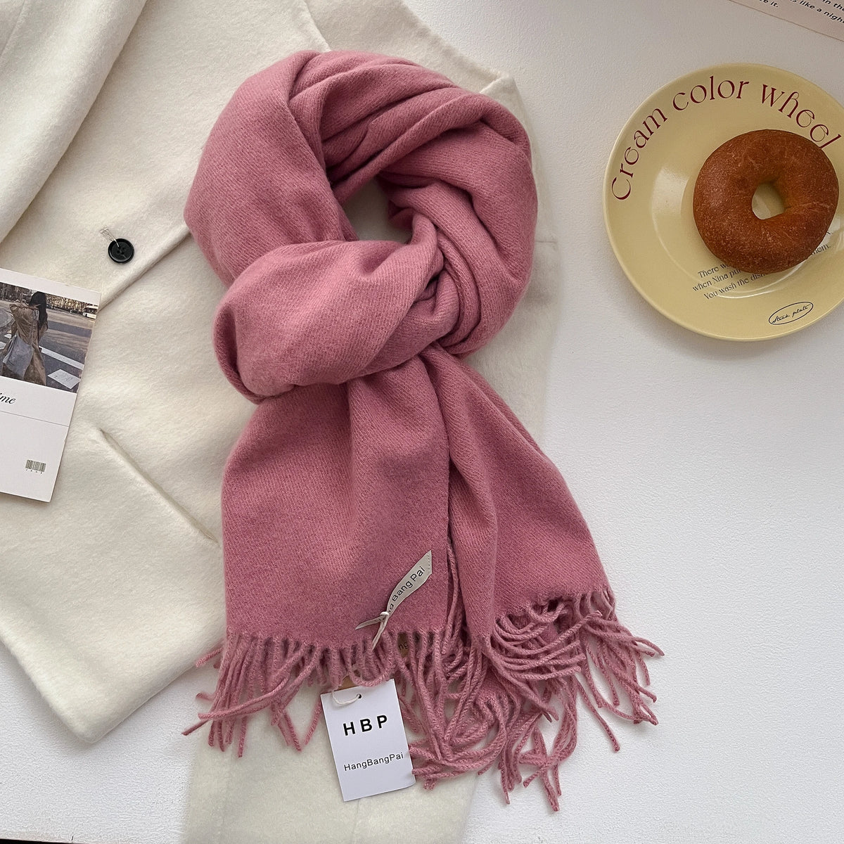 Women's Long Warm Wool Scarf - Solid Cashmere Shawl Wrap for Winter SU-16