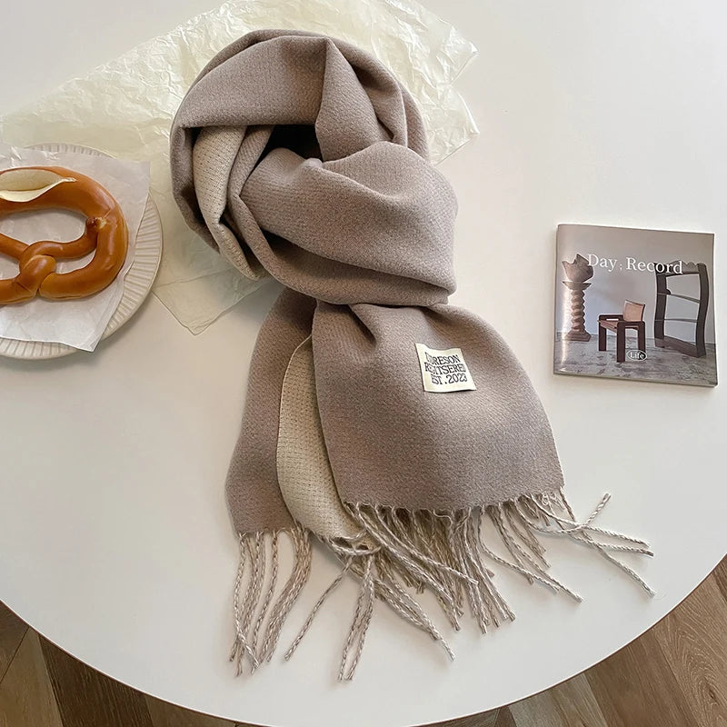 Women's Warm Cashmere Scarf - Korean Style Double-Sided Wrap DFP022-19 68x200cm