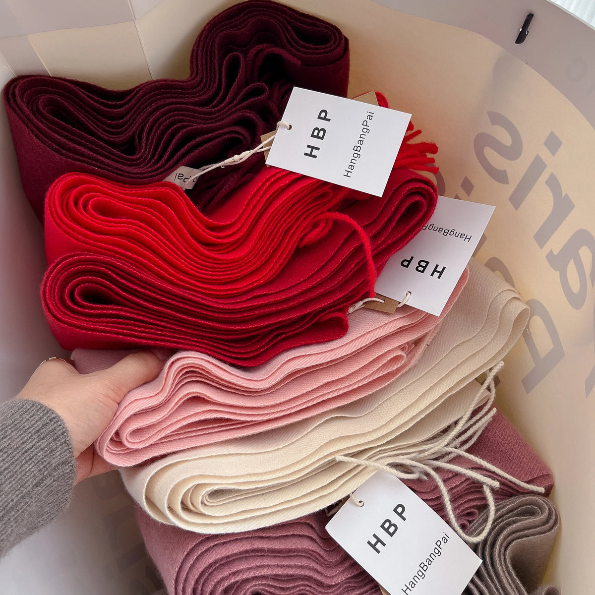 Women's Long Warm Wool Scarf - Solid Cashmere Shawl Wrap for Winter