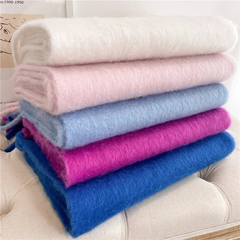Women's Cashmere Winter Scarf - Soft Thick Pashmina Wrap with Tassels