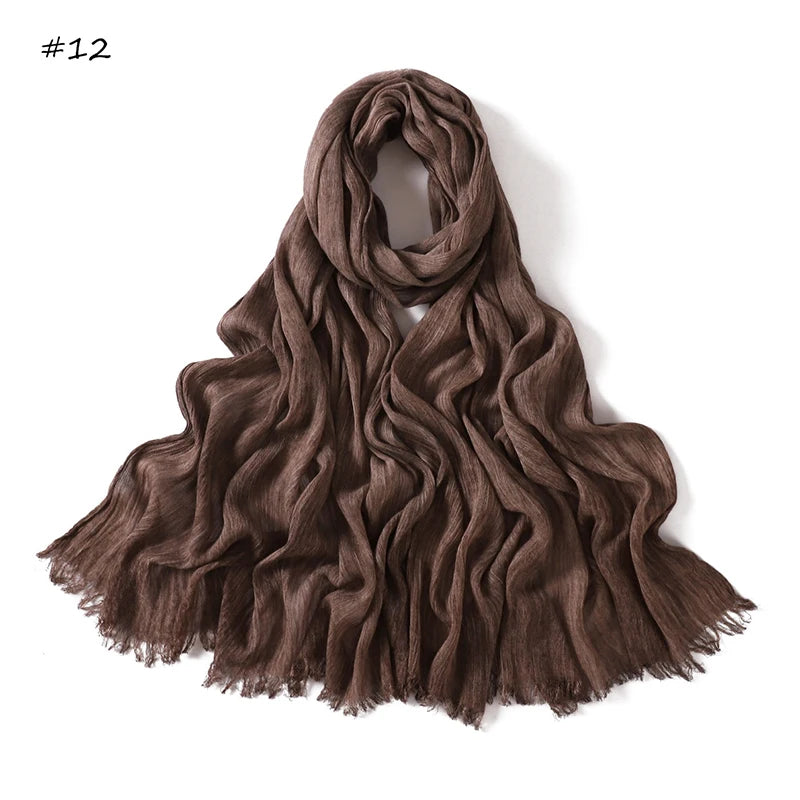 Women's Tie-Dye Crinkle Rayon Hijabs - Breathable Scarf Shawls 12 65X180cm